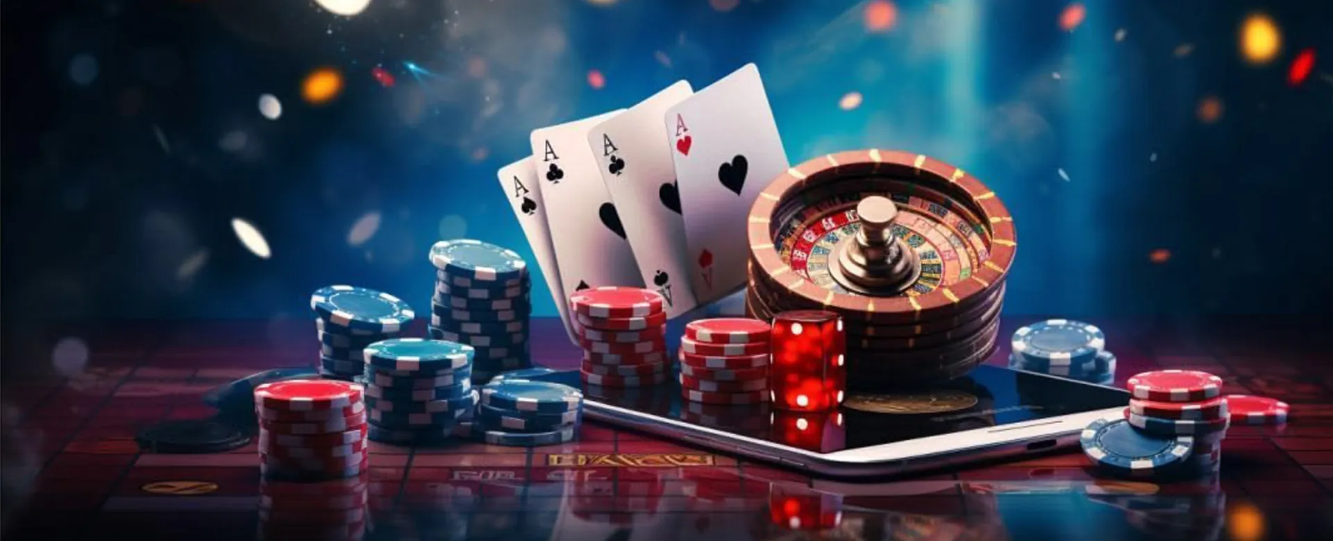 Taya777 Blog Hero Image: Dynamic online casino scene with digital elements and vibrant colors